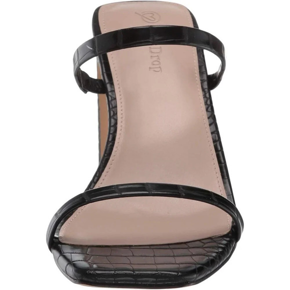 Womens  Black Avery Square Toe Two Strap High Heeled Sandal Heeled Sandal - Picture 2 of 8